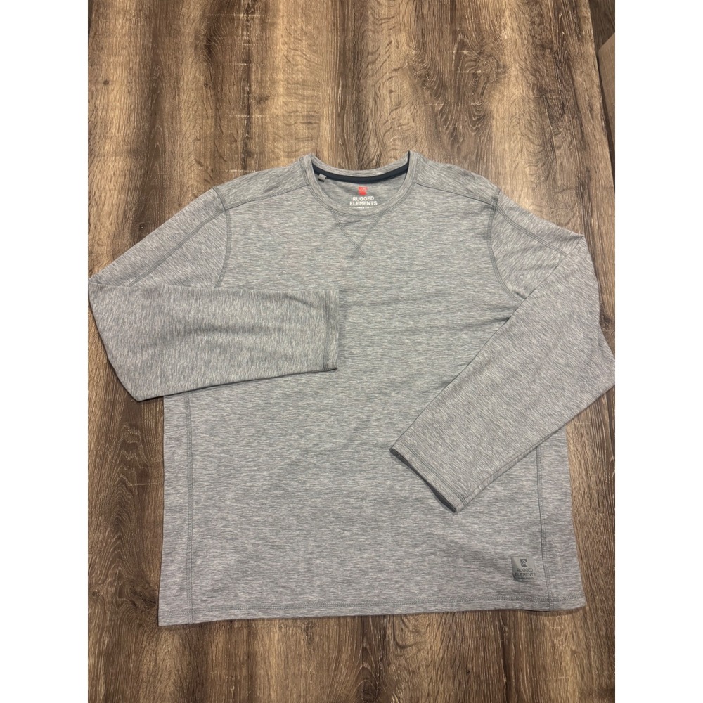 Rugged Elements Durable Utility Long Sleeve Shirt Mens XL Gray Heathered Crew